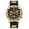 Business Men's Alloy Case Quartz Watch With Silicone Strap And Round Blue Dial