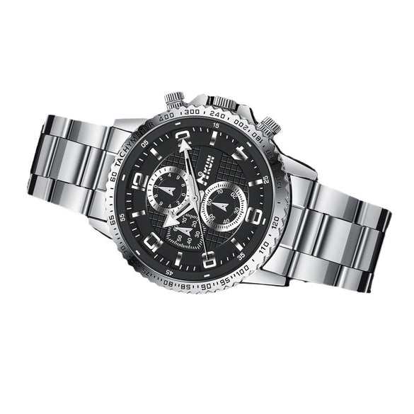 Business Men's Alloy Case Stainless Steel Band Quartz Watch With Round Dial