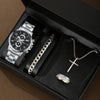 Business Men's Alloy Case Stainless Steel Band Quartz Watch With Round Dial