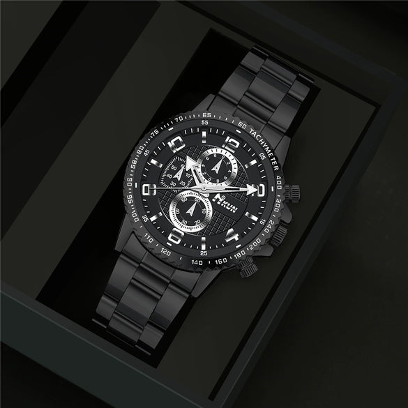 Business Men's Alloy Case Stainless Steel Band Quartz Watch With Round Dial