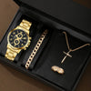 Business Men's Alloy Case Stainless Steel Band Quartz Watch With Round Dial