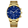 Business Men's Alloy Case Stainless Steel Band Round Dial Quartz Watch With Three Eye Calendar And Roman Scale