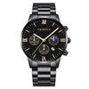 Business Men's Alloy Case Stainless Steel Band Round Dial Quartz Watch With Three Eye Calendar And Roman Scale