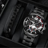 Business Men's Alloy Case Stainless Steel Band Round Dial Watch