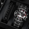 Business Men's Alloy Case Stainless Steel Band Round Dial Watch