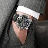Business Men's Casual Quartz Watch With Fake Threeeye Dial Alloy Case And Strap Stainless Steel Buckle Round Dial