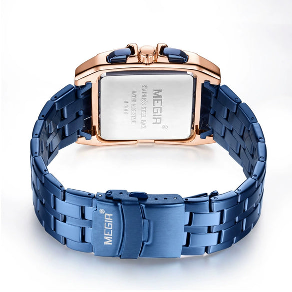 Business Men's Multifunctional Chronograph Quartz Watch Alloy Case Stainless Steel Belt Rectangle Dial