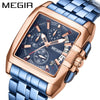 Business Men's Multifunctional Chronograph Quartz Watch Alloy Case Stainless Steel Belt Rectangle Dial
