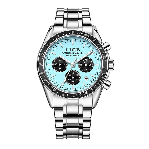 Business Men's Multifunctional Waterproof Calendar Luminous Quartz Watch Zinc Alloy Case Stainless Steel Strap Round Dial