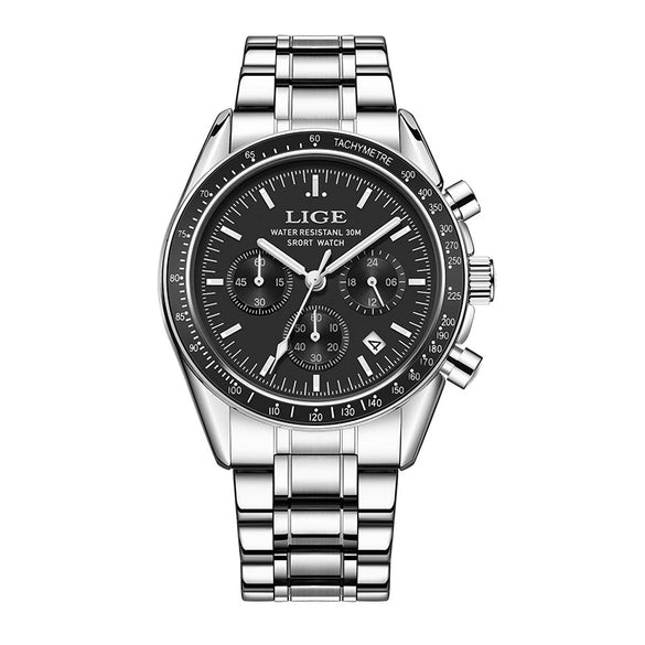 Business Men's Multifunctional Waterproof Calendar Luminous Quartz Watch Zinc Alloy Case Stainless Steel Strap Round Dial