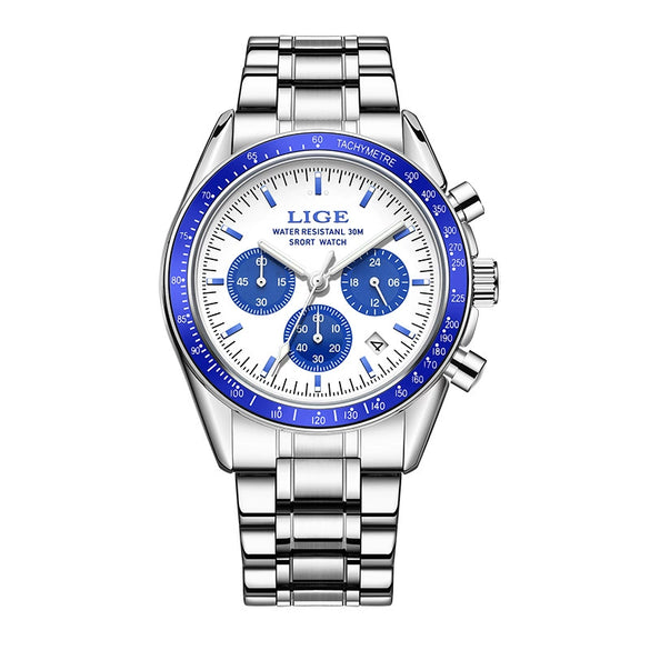 Business Men's Multifunctional Waterproof Calendar Luminous Quartz Watch Zinc Alloy Case Stainless Steel Strap Round Dial