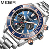 Business Men's Sports Luminous Watch Alloy Case Stainless Steel Strap Round Dial