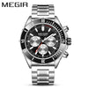 Business Men's Sports Luminous Watch Alloy Case Stainless Steel Strap Round Dial