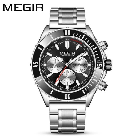 Business Men's Sports Luminous Watch Alloy Case Stainless Steel Strap Round Dial