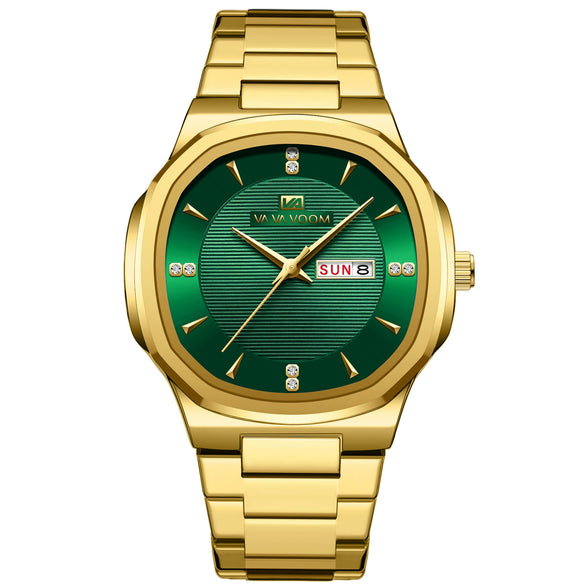 Business Men's Stainless Steel Watch With Round Dial Quartz Waterproof