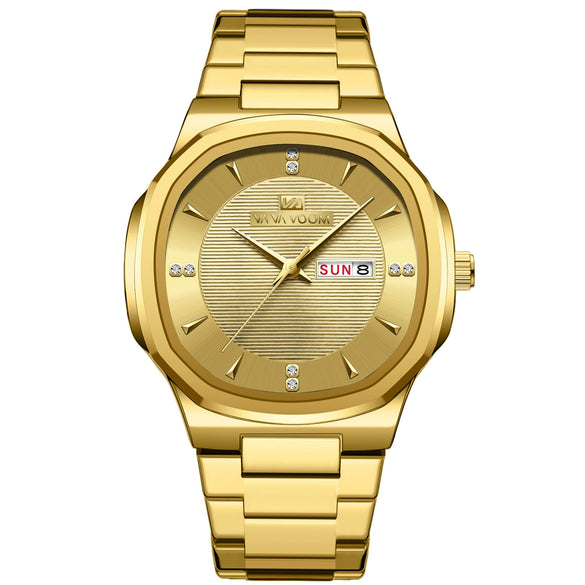 Business Men's Stainless Steel Watch With Round Dial Quartz Waterproof