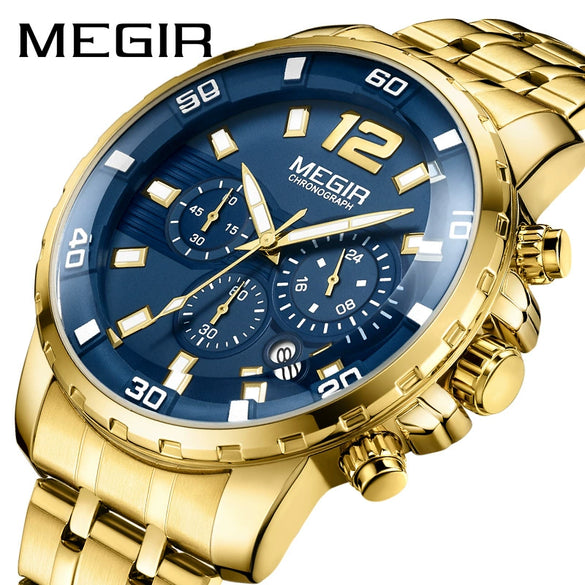 Business Sports Multifunctional Men's Watch Alloy Case Stainless Steel Strap Mineral Reinforced Glass Mirror Round Dial Waterproof Quartz Watch