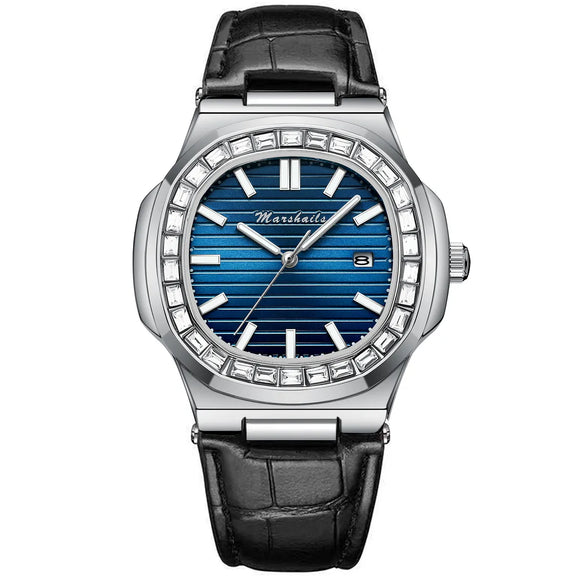 Business Stripe Butterfly Double Snap Quartz Men'S Watches