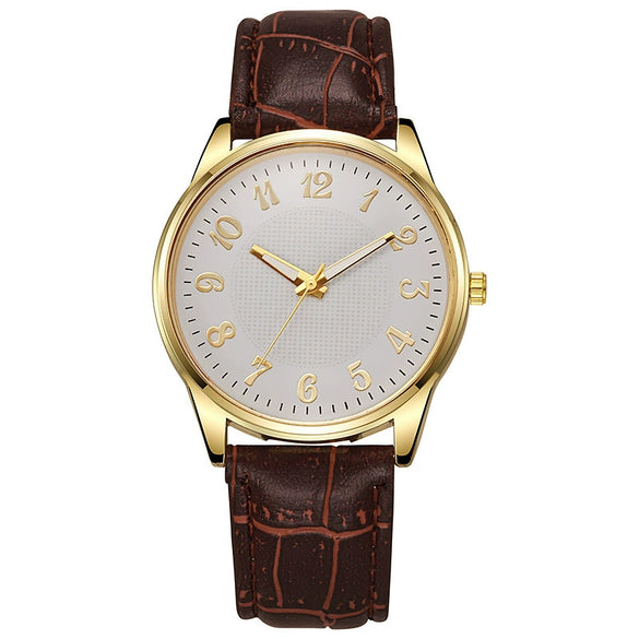 Business Style Alloy And Imitation Leather Quartz Watch With Round Dial And Stainless Steel Buckle