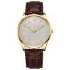 Business Style Alloy And Imitation Leather Quartz Watch With Round Dial And Stainless Steel Buckle