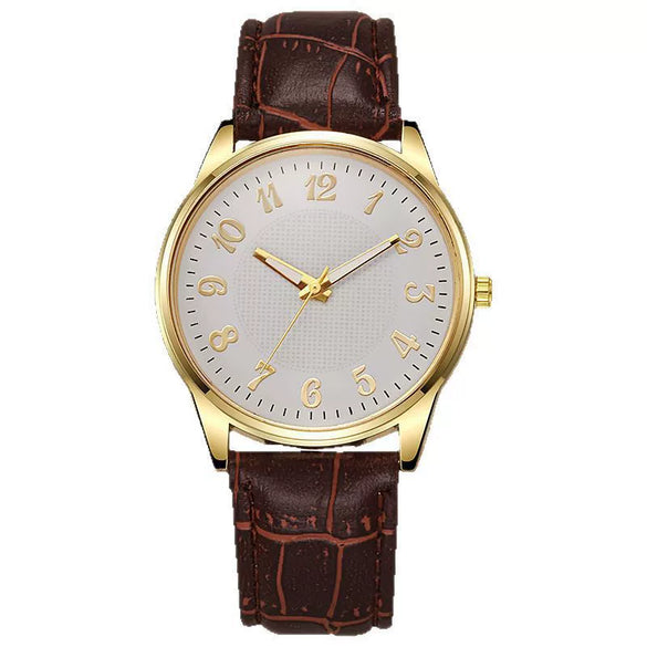 Business Style Alloy And Imitation Leather Quartz Watch With Round Dial And Stainless Steel Buckle