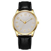 Business Style Alloy And Imitation Leather Quartz Watch With Round Dial And Stainless Steel Buckle