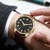 Business Style Alloy And Imitation Leather Quartz Watch With Round Dial And Stainless Steel Buckle