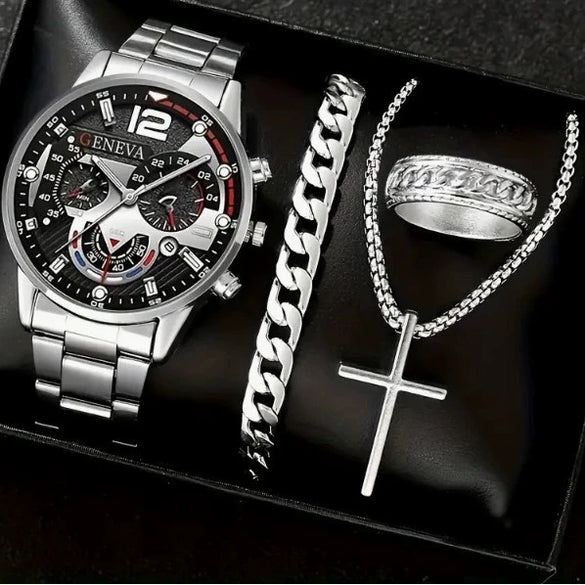 Business Style Men's Alloy Watch With Round Dial And Roman Scale