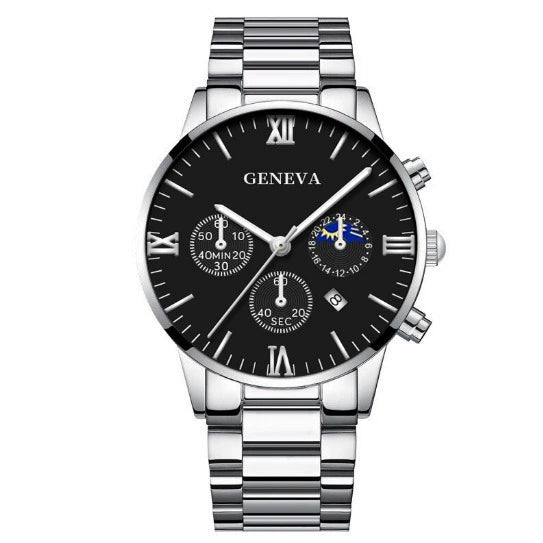 Business Style Men's Alloy Watch With Round Dial And Roman Scale