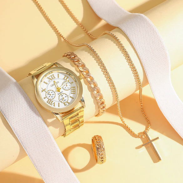 Business Style Men's Alloy Watch With Round Dial And Roman Scale