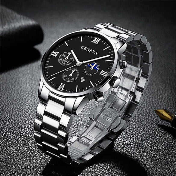 Business Style Men's Alloy Watch With Round Dial And Roman Scale
