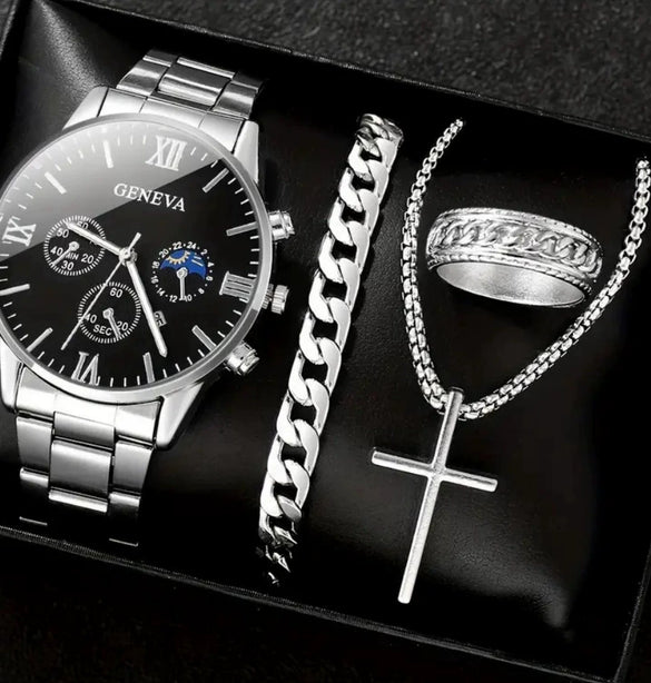 Business Style Men's Alloy Watch With Round Dial And Roman Scale