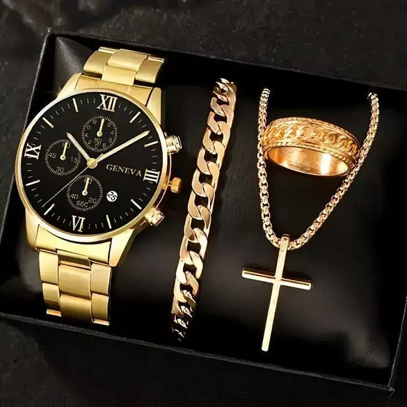 Business Style Men's Alloy Watch With Round Dial And Roman Scale