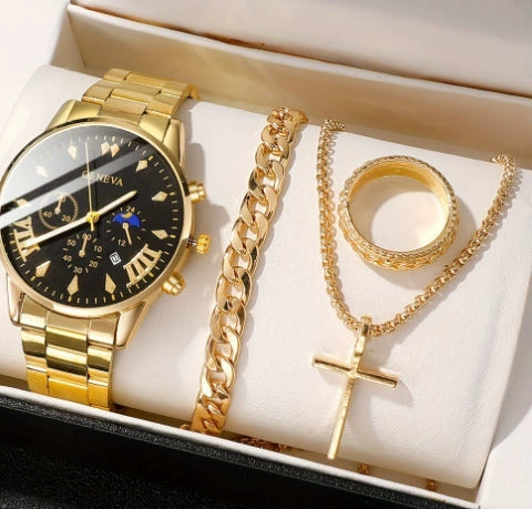 Business Style Men's Alloy Watch With Round Dial And Roman Scale