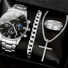 Business Style Men's Alloy Watch With Round Dial And Roman Scale