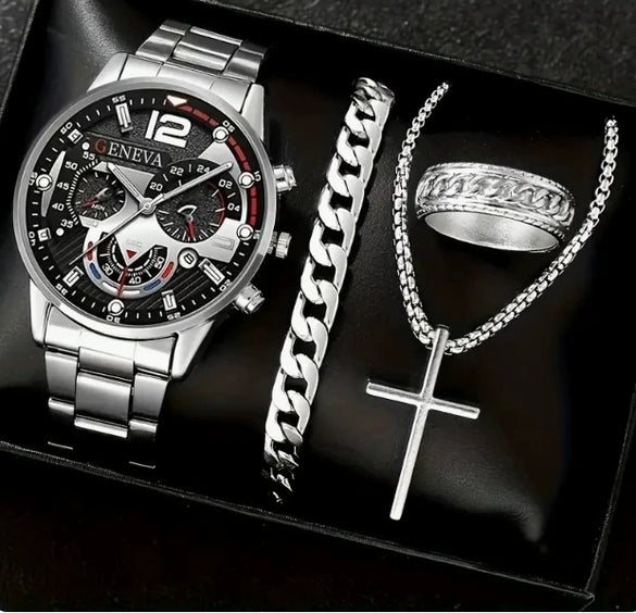 Business Style Men's Alloy Watch With Round Dial And Roman Scale