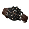 Business Style Men's Quartz Watch Alloy Case Imitation Leather Strap Round Dial