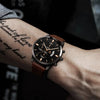 Business Style Men's Quartz Watch Alloy Case Imitation Leather Strap Round Dial