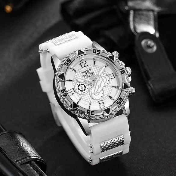 Business Style Men's Quartz Watch With Alloy Case Silicone Strap And Round Dial