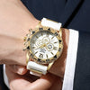 Business Style Men's Quartz Watch With Alloy Case Silicone Strap And Round Dial