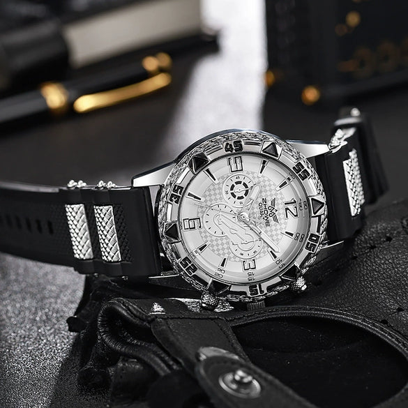 Business Style Men's Quartz Watch With Alloy Case Silicone Strap And Round Dial