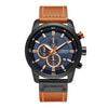 Business Style Men's Wristwatch Metal Case Imitation Leather Strap Stainless Steel Buckle Round Dial
