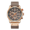 Business Style Men's Wristwatch Metal Case Imitation Leather Strap Stainless Steel Buckle Round Dial