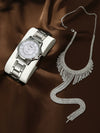 Business Style Round Dial Alloy Strap Quartz Watch For Female With Stainless Steel Clasp