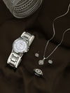 Business Style Round Dial Alloy Strap Quartz Watch For Female With Stainless Steel Clasp