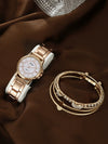 Business Style Round Dial Alloy Strap Quartz Watch For Female With Stainless Steel Clasp