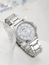 Business Style Round Dial Alloy Strap Quartz Watch For Female With Stainless Steel Clasp