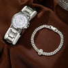 Business Style Round Dial Alloy Strap Quartz Watch For Female With Stainless Steel Clasp