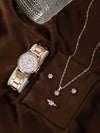Business Style Round Dial Alloy Strap Quartz Watch For Female With Stainless Steel Clasp