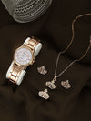 Business Style Round Dial Alloy Strap Quartz Watch For Female With Stainless Steel Clasp